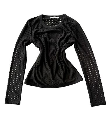 ALEXANDER WANG Laser Circle Cut Out Black Long Sleeve Top