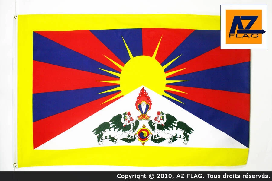 DRAPEAU TIBET 150x90cm - DRAPEAU TIBÉTAIN 90 x 150 cm - DRAPEAUX - Neuf - Photo 1/1