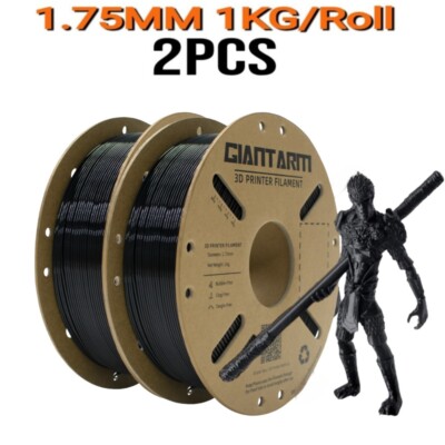 2PCS GIANTARM Filament PLA Schwarz 1.75mm 1KG Per Roll For FDM 3D Drucker Neu DE