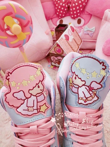 Girl Little Twin Star High Top Sport Shoes Student Casual Sneakers - Picture 6 of 6