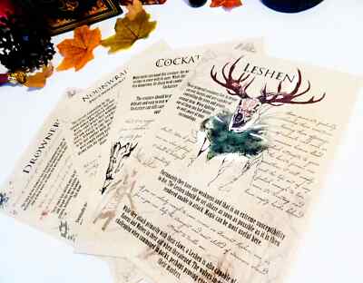 Bestiarium: Witcher White Wolf Journal Seiten. Noonwraith, Cockatrice, Leshen
