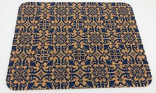Tischset 4 Stück aus Kork rechteckig mit blauem Muster bedruckt, 400x300mm