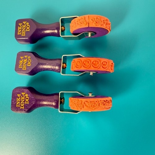 3 Rollenrad Rollagraphs ~ Katze ~ Bär ~ Smiley ~ Gummistempel ~ 0,5" Rand ~ Inkadinkado