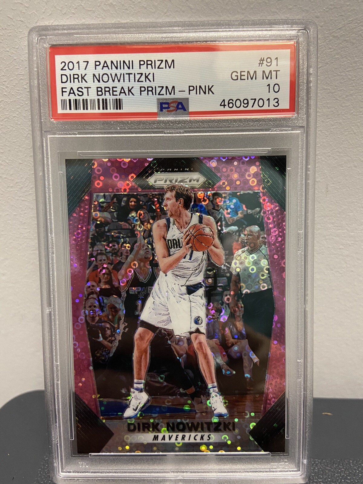 2017 PRIZM DIRK NOWITZKI #91 FAST BREAK PINK MAVERICKS /50 PSA 10 Gem Mint Pop 5