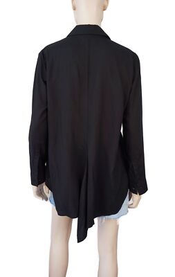 Y's YOHJI YAMAMOTO sz S Asymmetric Black Lyocell Button Up Shirt