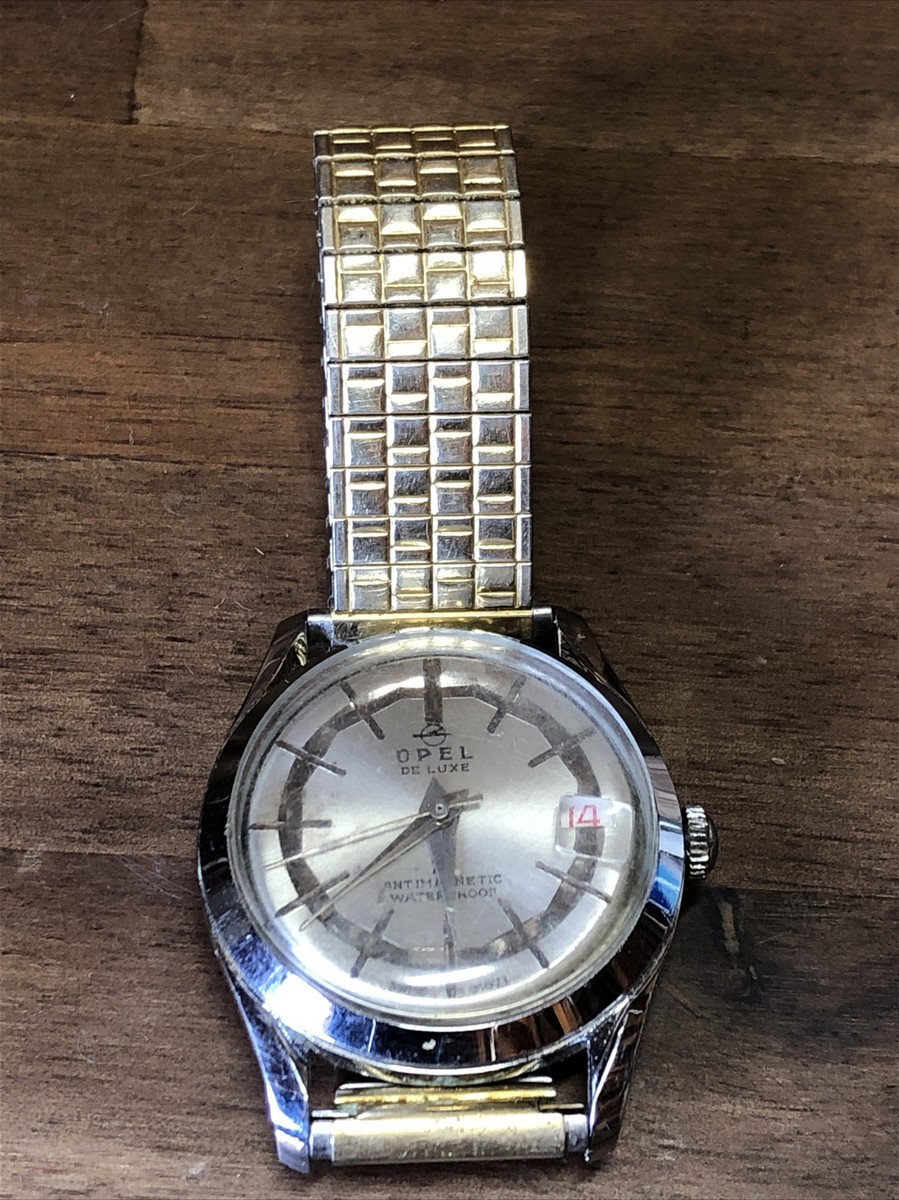 Vintage Opel Deluxe Manual Winding Calendar Silver Dial Men's