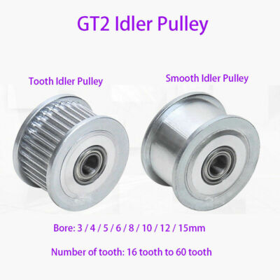 GT2 10mm Timing Belt Smooth Tooth Idler Drive Pulley Bore 3mm -  15mm Choose