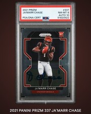Jamarr Chase Signed 2021 Prizm Rookie Card #337 Bengals PSA 8 AUTO 10 Pop 2! 🔥
