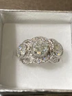 3.14 Ct VVS1 =+Great art Round Near White Moissanite vintage Silver Ring Sz6.5