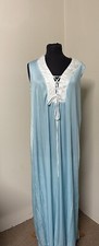 Vintage Linda Lingerie Nightgown Blue And White Size M
