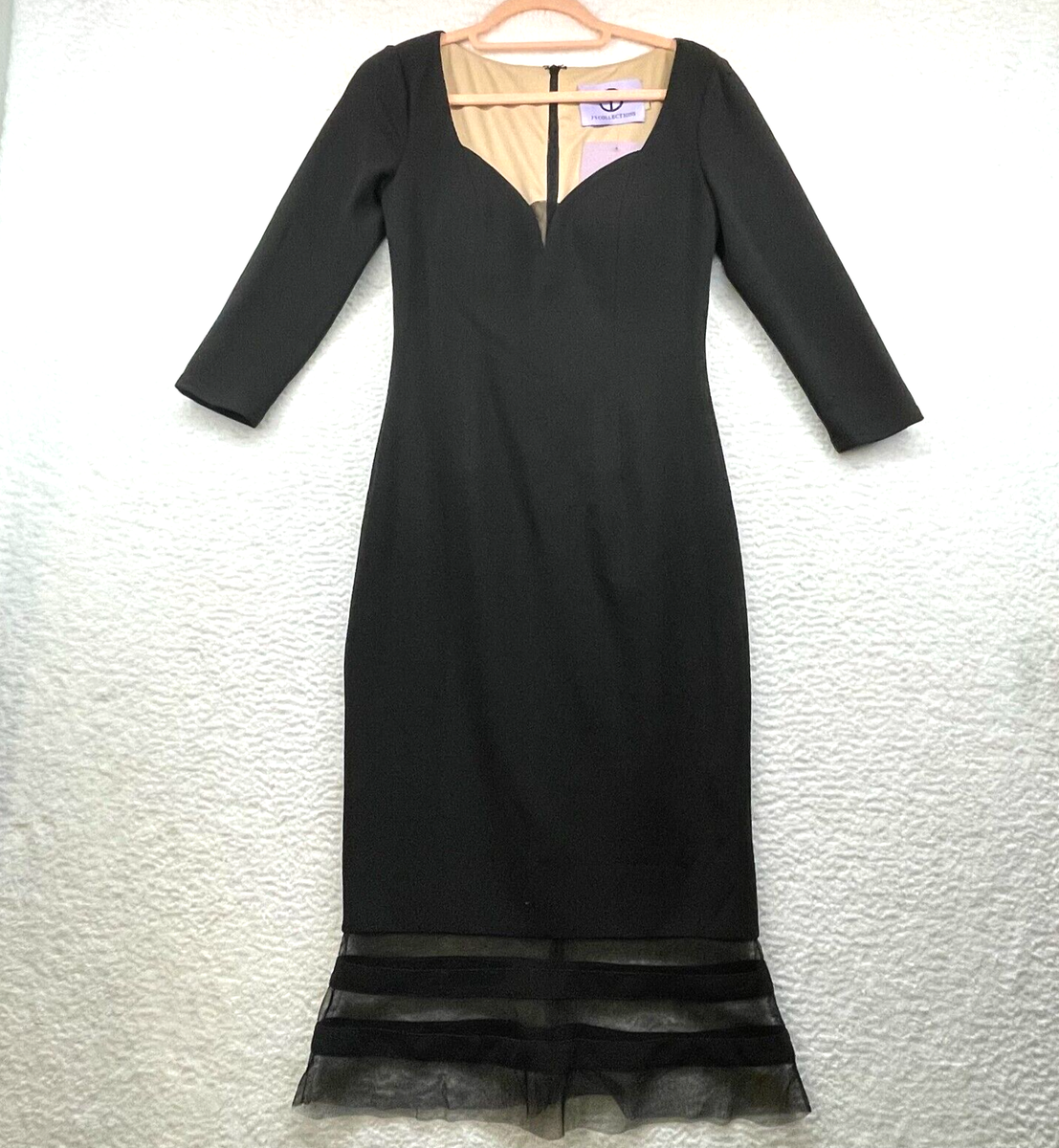 js collections black dress JS Collections Dress Women 0 Black Ottoman Mermaid Tea Length Curve Mesh  866232W