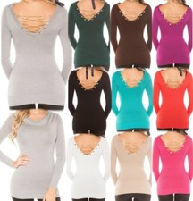 Sexy Miss Donna Lungo Pullover Catene Schiena Maglia Glitter Lurex XS/S NUOVO