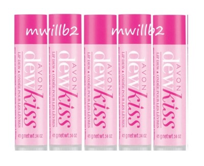 Lot of 5 - Avon DEW KISS Lip Balm New sealed Fresh! Discontinued! Retired!