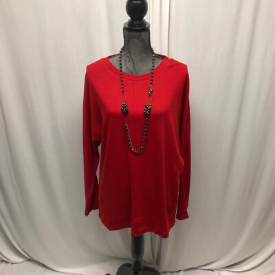 Red Long Sleeve Relaxed Fit Top Womens Size Medium Casual Comfy NEW