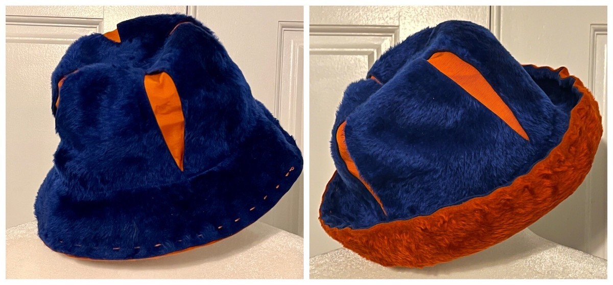 Vintage 1960s/70s Yves Saint Laurent Bold Blue Red Faux Fur Hat | eBay