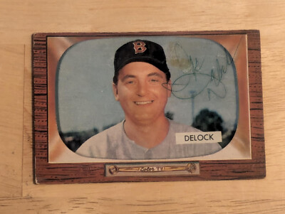 IKE DELOCK SIGNED AUTOGRAPHED 1955 BOWMAN CARD 276 BOSTON RED SOX
