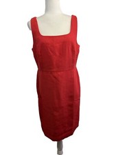Ann Taylor Square Neck Pencil Dress Women 10 Color Wild Tomato