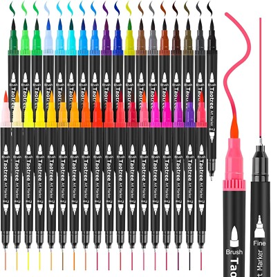 Dual Markers Brush Pens, 36 Fine Point Art Marker, Double Tip Colored Pen for...