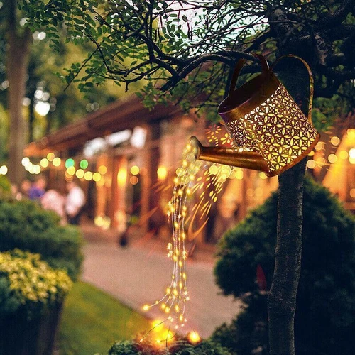 Solar Watering Can LED String Light Outdoor Garden Art Waterfall Lamp Decoration - Picture 4 of 10