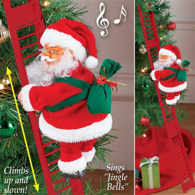 Electric Climbing Ladder Santa Claus Christmas Figurine Ornament Gifts AU