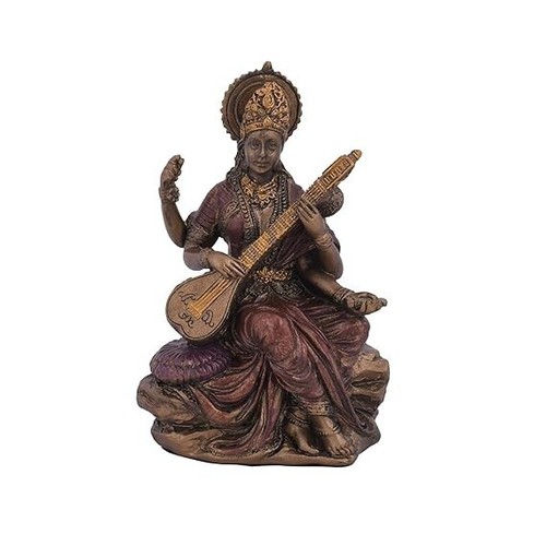 Saraswati Idol Statue - Goddess Saraswati Home Gift Showpiece Murti Sculpture - Picture 4 of 4