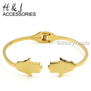 Authentic WOMEN Gold Plated Hamsa Hand Bangle/Handcuff Bracelet*B81