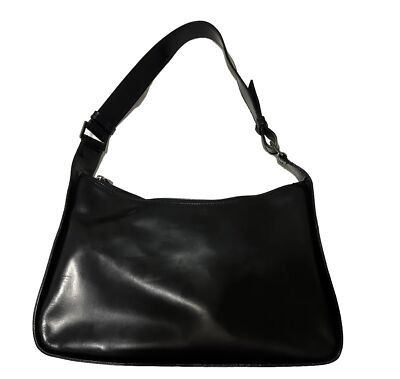 GIANFRANCO FERRE VERY ELEGANT, BLACK LEATHER HANDBAG $499.00