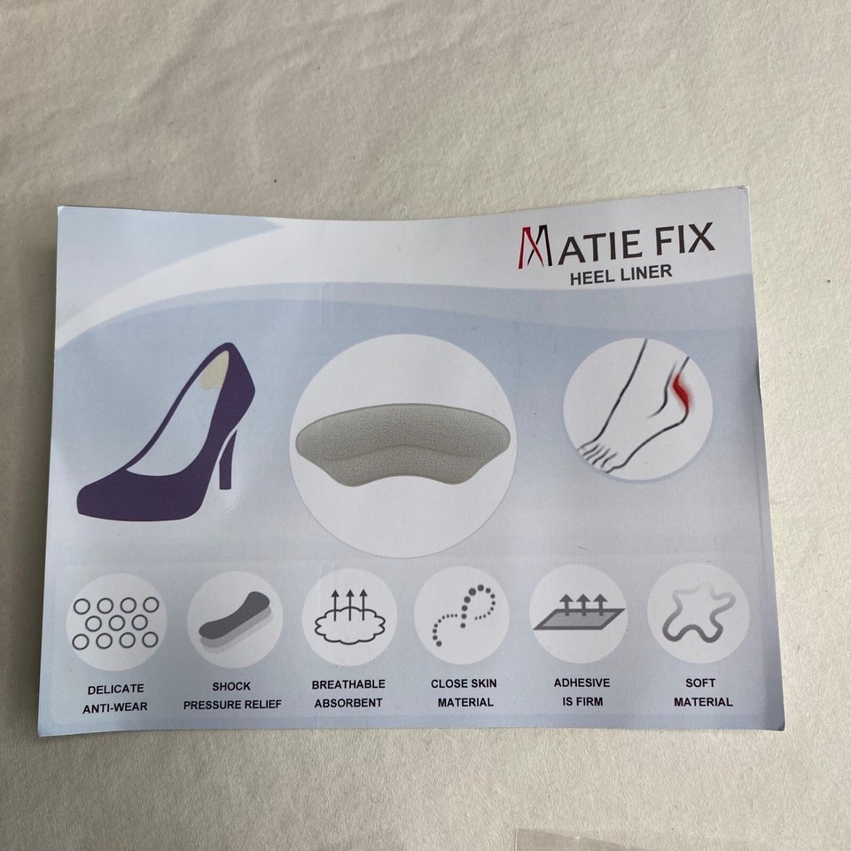 Matie Fix Heel Liners in Black. Package Includes 4 pair *Heel Liners
