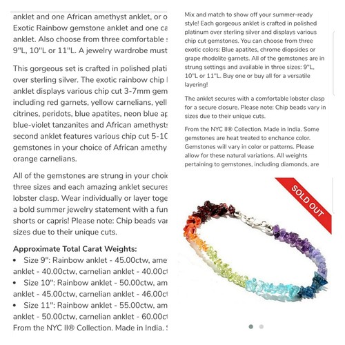Chuck Clemency NYCII sterling silver Exotic Rainbow ankle anklet Bracelet - Picture 10 of 13