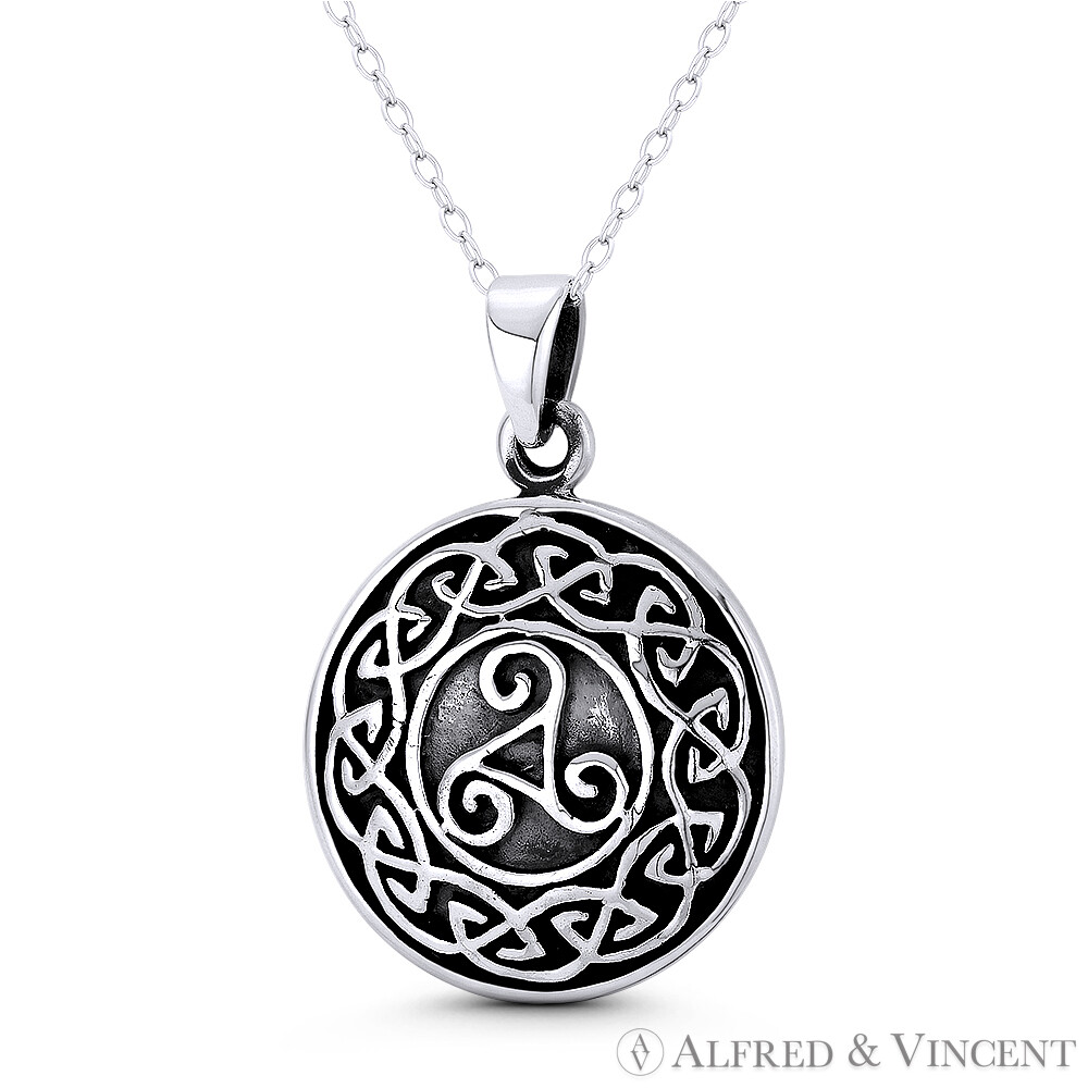 Triskelion Triple Spiral Triskele Celtic Knot Charm .925