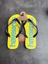 Image of Havaianas Yellow Top Logomania flip-flops. Uk 8/9