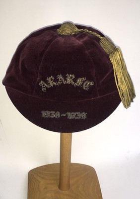 Seltene Vintage Schulmannschaft Mütze 1938 -1939 ALBERT RD ACADEMY, GLASGOW + Schal