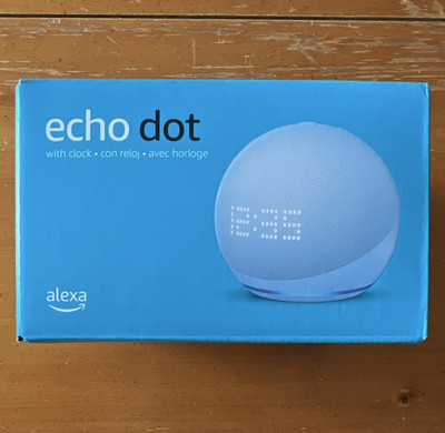 Amazon Echo Dot with Clock Alexa Smart Speaker Blue Fabric AUX Bluetooth Wi-Fi