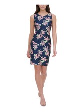 TOMMY HILFIGER Womens Navy Sleeveless Short Body Con Dress Petites 4P