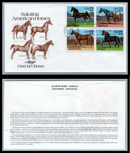 US FDC # 2155 22c Quarter Horse  Artmaster p3 S.Cancel 1985, 9Q4543