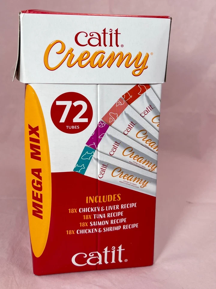Mega mezcla de golosinas cremosas para gatos Catit 72 unidades paquete de variedad de 4 sabores gatito Foto 3 de 4