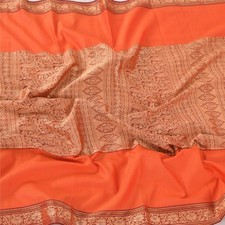 Sanskriti Vintage Orange/Dark Red Dupatta Long Stole Art Silk Woven Premium Veil