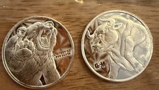NEU USA 1/10 oz Bull & Bear MEDAILLE  999 SILBER  / SILBERBARREN FEINSILBER RAR!