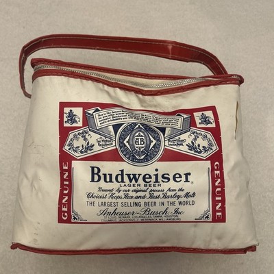 vintage budweiser 90s drink cooler bag with strap and zipper