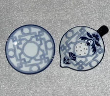 Vintage Tea Bag Strainer Saucer Plate Set Bombay Co Porcelain Teabag Rest