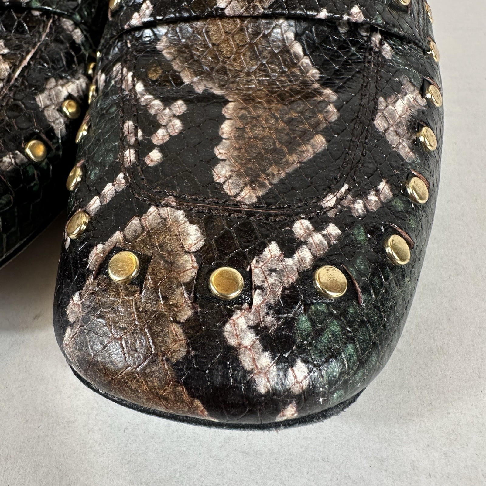 TORY BURCH Studded PYTHON Embossed Block Heel Chu… - image 8