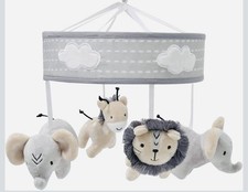Lambs  Ivy Jungle Safari Baby Crib Mobile Gray Beige White Animals - No Stand