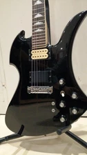 (Fernandes) Burny MG-70X Mockingbird Black Electric Guitar Used Japan Wsoft case