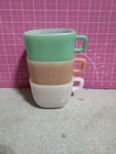 Vintage Lipton Glassbake  Mugs Cups Square Milk Glass 1960s Set of 3