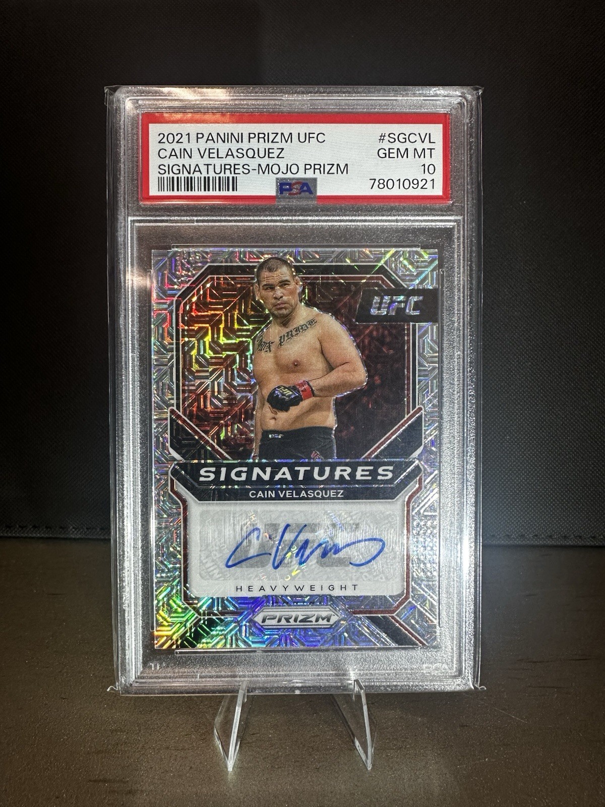 2021 PANINI PRIZM UFC CAIN VELASQUEZ SIGNATURES MOJO PRIZM 07/25 PSA 10 POP 2