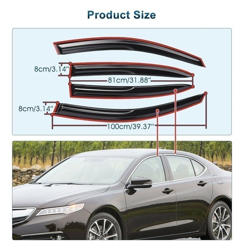 For 2015-2020 Acura TLX JDM Mugen Style Window Visors Vent Shade Sun Rain NEW - Picture 9 of 19