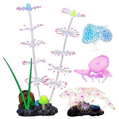 4Pcs Bright Color Coral Plant Decoration for Fishtanks Landscape Enhancement