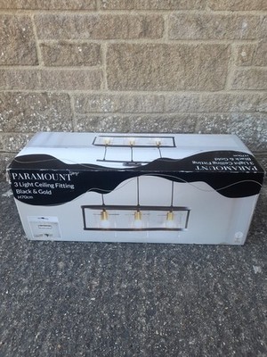 Paramount Deckenverkleidung mit 3 Lichtern Industriestil in schwarz