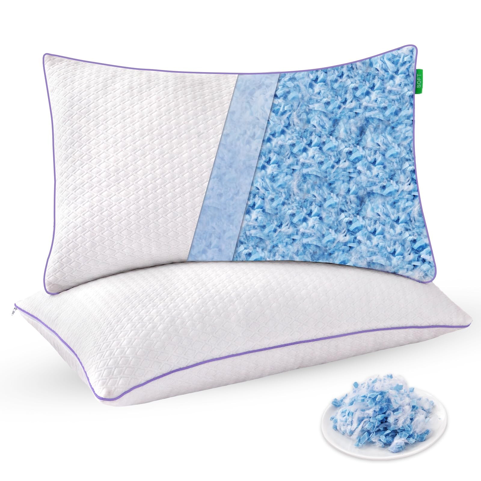 Standard Size Set Of 2  Shredded Memory Foam Pi...