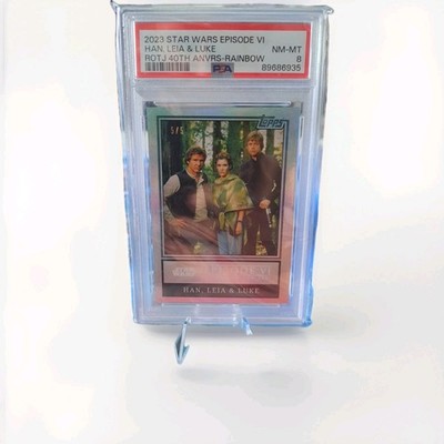 2023 Topps Star Wars Episode VI Han, Leia & Luke /5 Rot J 40th Anniversary PSA 8